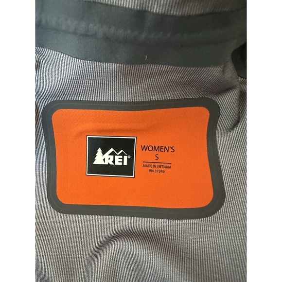 REI E1 Elements Womens Small Windbreaker/Rain Jacket Hooded Orange Zip Pockets - Picture 8 of 13